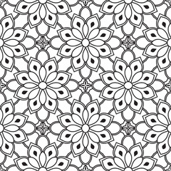 Fantasy seamless pattern with ornamental mandala. Abstract round doodle flower background. Floral geometric circle. Vector illustration.