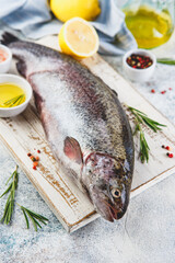 Raw rainbow trout light background