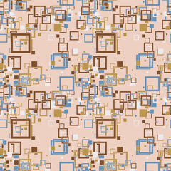 Messy seamless abstract background with thin line squares. Infinity geometric pattern. Random geo shapes textile, fabric. Vector illustration.