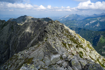 Fototapeta na wymiar Great granite walls of Tatra ridges and peaks
