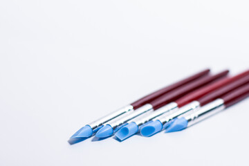Brushes for art work on a white background. sculptor's tool