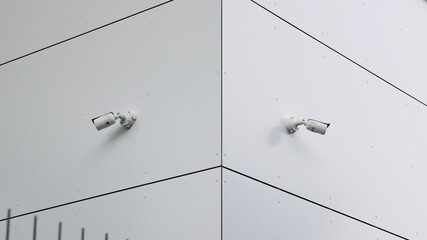 Kamery na budynku. Monitoring CCTV. 