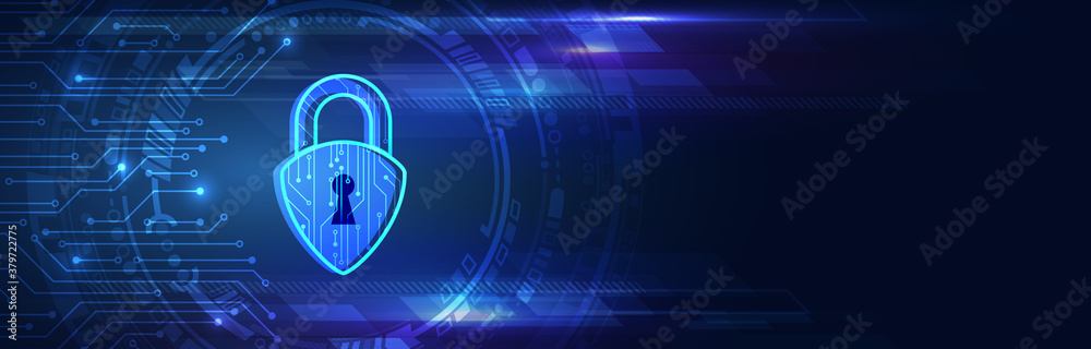 Poster Data protection, privacy, and internet security concept. Cybersecurity for business and internet project. Vector illustration of data security services.
