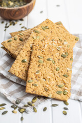 The  crispy bread with pumpkin seeds. Knackebrot