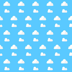 Seamless pattern white cloud on blue background