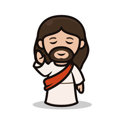 Cute chibi Jesus mascot design kawaii