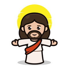 Cute chibi Jesus mascot design kawaii
