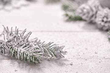Christmas decoration with balls and snowflakes