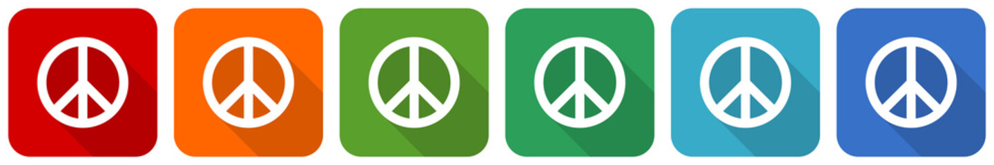 Peace icon set, flat design vector illustration in 6 colors options for webdesign and mobile applications
