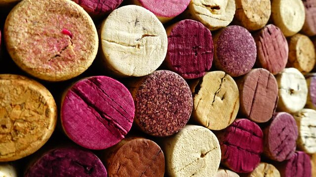 Background from wine corks. Shooting in motion.
