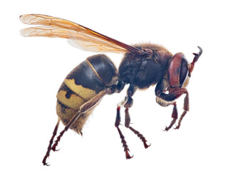 large dark hornet on white