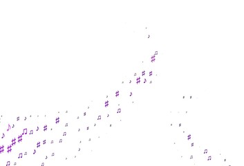 Light Purple vector texture with musical notes.