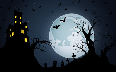 Halloween scary night vector background