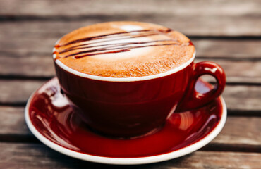 Cappuccino in red cup