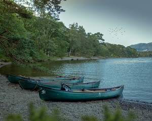 Fototapeta na wymiar Boats on the lake - Derwent Water, Lake District