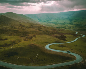 Snake Pass of Peak District from Mam Tor peak