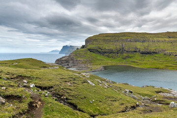 Sorvagsvatn lake cliffs on Faroe Islands