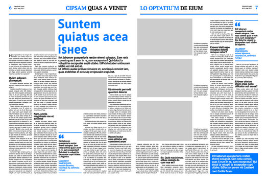Newspaper design template with blue headline