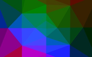 Dark Multicolor, Rainbow vector shining triangular template. Geometric illustration in Origami style with gradient. Triangular pattern for your business design.