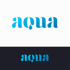 Aqua water logo on white and black background