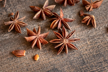 Star anise on a wooden table