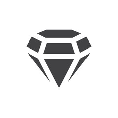 Diamond gemstone black vector icon. Simple diamond stone glyph symbol.