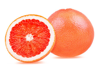 Fresh grapefruit isolated on white background  with clipping path