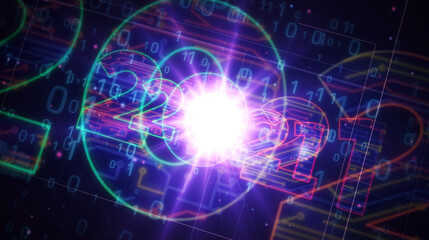 2021 year number futuristic illustration