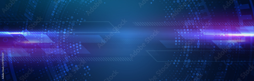 Aufkleber wide hi-tech digital technology concept. illustration high computer technology on blue background. a