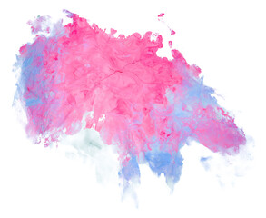 Hand-drawn acrylic paints stain on paper. Isolated on white background