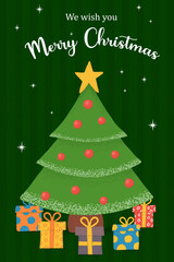 Merry Christmas pine tree gift greeting card