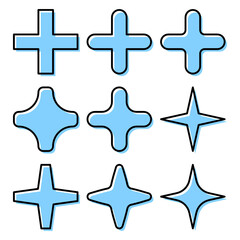 Set of blue cross vector icons