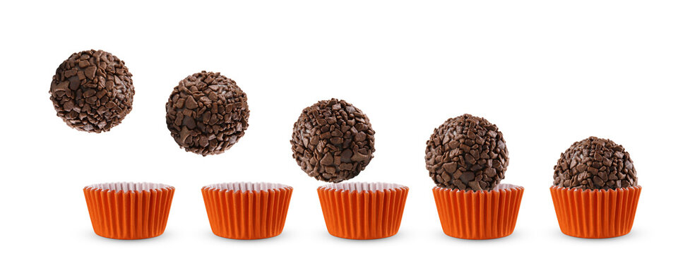 Brazilian traditional sweet isolated on white background. Handmade "Brigadeiro"