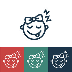 Linear vector icon with baby girl
