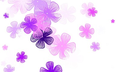 Fototapeta premium Light Purple, Pink vector doodle pattern with flowers.