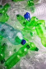 mIxed plastic bottles and soft plastic packaging background.