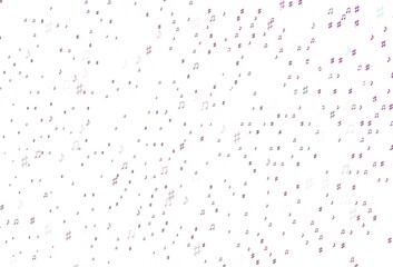 Light Pink vector template with musical symbols.