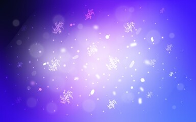 Light Pink, Blue vector texture with colored snowflakes. Decorative shining illustration with snow on abstract template. New year design for your business advert.