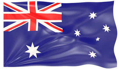 Detailed Illustration of a Waving Flag of Australia
