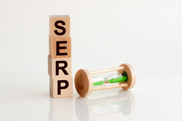 SERP word made with wood building blocks.