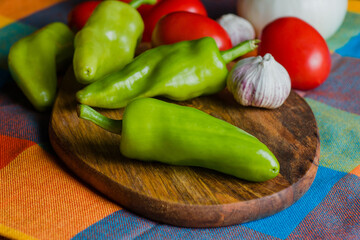 Mexican hot green chili peppers called Chile de Agua from Oaxaca Mexico