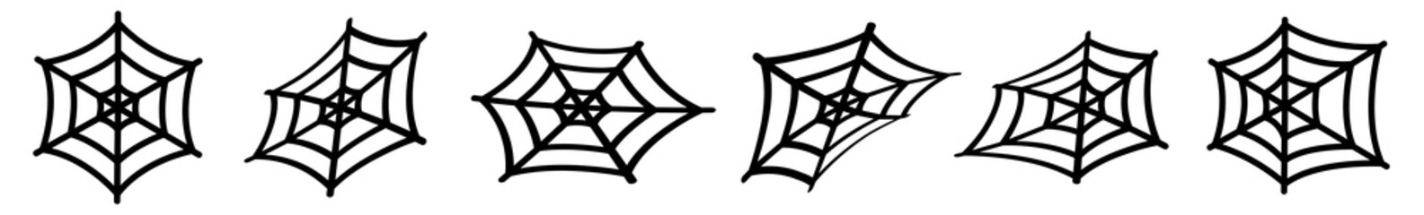 Spider Web Icon Black | Halloween Illustration | Webs Symbol | Creepy Net Logo | Spiderweb Sign | Isolated | Variations