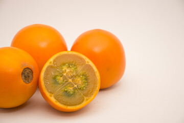 Lulo, delicious tropical fruit. Solanum quitoense.