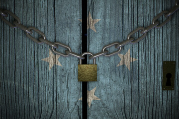 Conceptual composition on lockdown for quarantine for the covid-19 coronavirus MICRONESIA confinement 3d render.