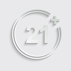 paper 21 plus icon. vector 21 + plus sign 