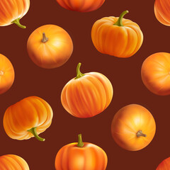 Seamless pattern with ripe pumpkins. Vector illustration.