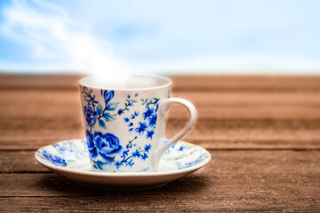 beautiful mug winter on nature in the park background