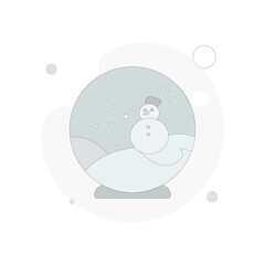 snow-globe with snowman vector flat illustration on white background