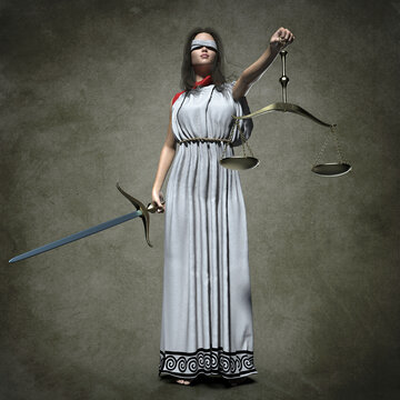 Goddess of justice. 3d illustration
