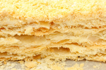 cut of a puff cake close-up on a white background